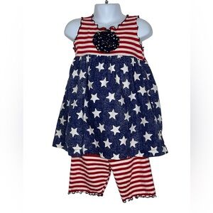 Silly Milly girls patriotic shirt set sz 5 red white blue Stars and Stripes